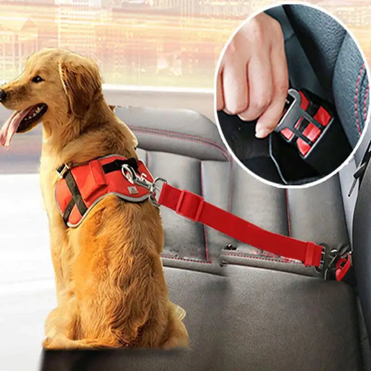 Adjustable Dog Safety Seat Belt. This adjustable seat belt is made of strong and lightweight cloth material that’s tailored to fit any size pet while giving them maximum comfort at all times.
